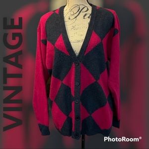 Vintage 80’s Breckenridge argyle oversized lambswool cardigan!